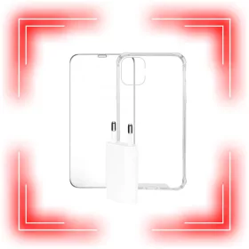   3D Üvegfólia (5db) + Szilikontok (1db) + Gyári jellegű 5W adapter
