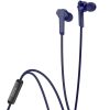 Vezetékes sztereó fülhallgató, 3.5 mm, mikrofon, funkció gomb, hangerő szabályzó, 90 fokos/derékszögű csatlakozó, Hoco M72 Admire, kék